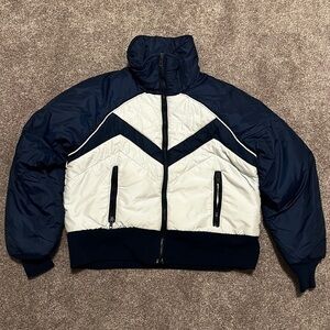 Vintage Alpine Designs Blue & White Goose Down Puffer Jacket Size 14